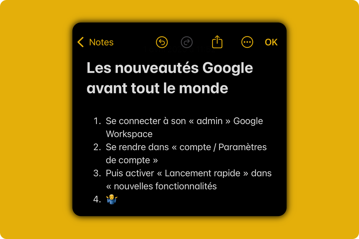 Astuce pour avoir les fonctionnalités Google Workspace rapidement